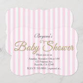 Gold Glitzer BABY SHOWER Pink gestreift Einladunge Einladung (Vorne/Hinten)