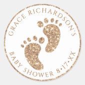 Gold Glitzer Baby Showsticker Runder Aufkleber (Vorderseite)