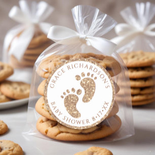 Gold Glitzer Baby Showsticker Runder Aufkleber