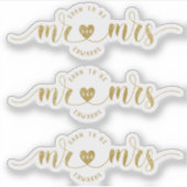 Gold Glitzer bald Mr. and Mrs. Polterabend Aufkleber (Vorderseite)