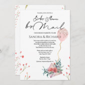 Gold Glitzer Ballon Rosa Blumendusche per Mail Einladung (Vorne/Hinten)