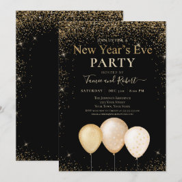 Gold Glitzer Ballons Silvester Party Einladung
