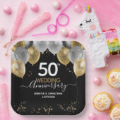 Gold Glitzer Ballons zum 50. Jubiläum Pappteller (Party)