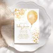 Gold Glitzer Balloon Simple Boy Girl Baby Dusche Einladung
