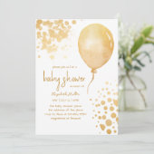 Gold Glitzer Balloon Simple Boy Girl Baby Dusche Einladung (Stehend Vorderseite)