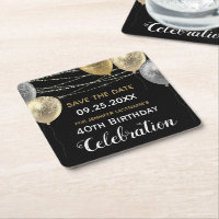 Gold Glitzer Balloons 40. Geburtstag Save the Date
