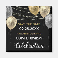 Gold Glitzer Balloons 60. Geburtstag Save the Date