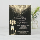 Gold-Glitzer, Balloons Confetti-Rente-Party Einladung (Stehend Vorderseite)