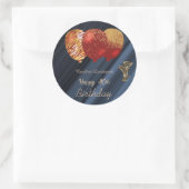 Gold Glitzer Balloons & Gold Brillen 40. Geburtsta Runder Aufkleber (Tasche)