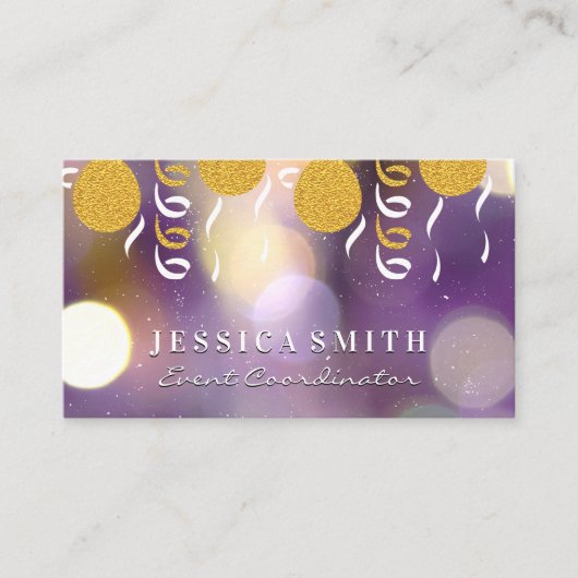 Gold Glitzer Balloons und Confetti Visitenkarte (Vorderseite)