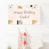 Gold Glitzer Balloons und Party Hats Kind Geburtst Banner (Insitu)