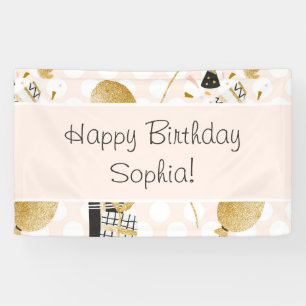 Gold Glitzer Balloons und Party Hats Kind Geburtst Banner