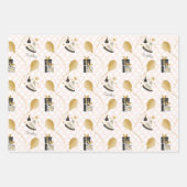 Gold Glitzer Balloons und Party Hats Kindergeburts Geschenkpapier Set (Vorderseite)