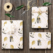 Gold Glitzer Balloons und Party Hats Kindergeburts Geschenkpapier Set