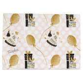 Gold Glitzer Balloons und Party Hats Kindergeburts Große Geschenktüte (Rückseite)