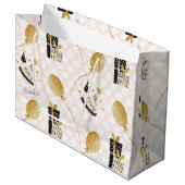 Gold Glitzer Balloons und Party Hats Kindergeburts Große Geschenktüte (Vorderseite Schrägansicht)