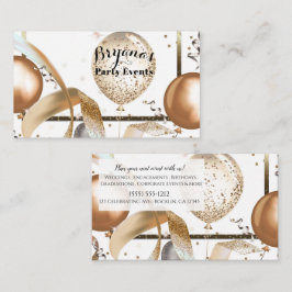 Gold Glitzer Balloons White Party Eventplaner Visitenkarte
