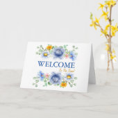 Gold Glitzer Band mit White Border Willkommenswage Karte (Gelbe Blume)