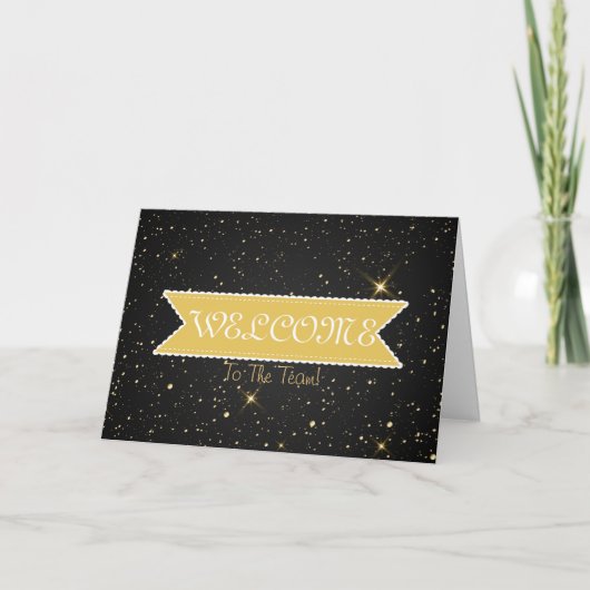 Gold Glitzer Band mit White Border Willkommenswage Karte (Vorderseite)