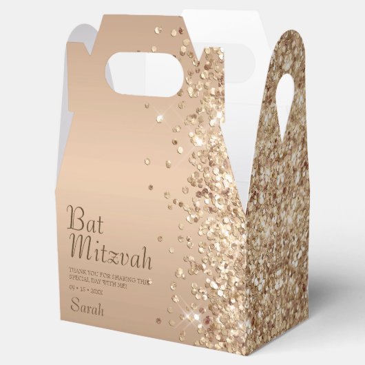 Gold Glitzer Bat Mitzvah Geschenkschachtel (Geöffnet)