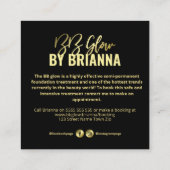 Gold Glitzer BB Glow Treatment Quadratische Visitenkarte (Rückseite)