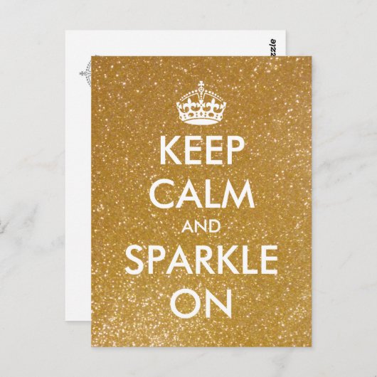 Gold Glitzer Behalte Ruhe und Funkeln auf Postkart Postkarte (Vorne/Hinten)
