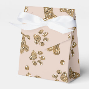 Gold Glitzer Beige Blush Pet Knochen Welpen Hund Geschenkschachtel