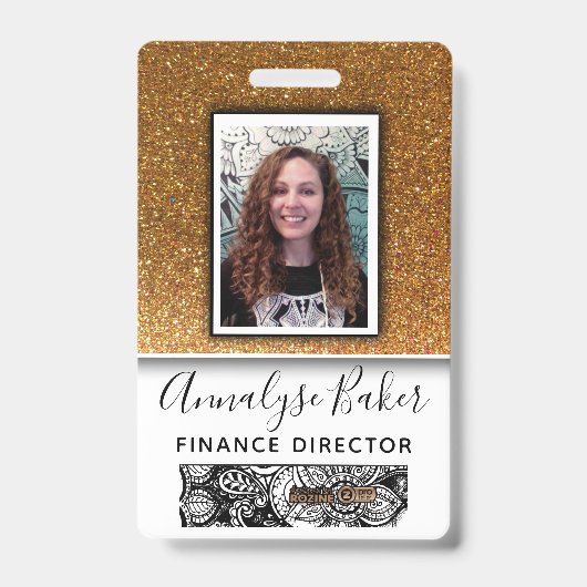 Gold Glitzer Beruflich CNA Krankenschwester Dr. Fo Ausweis (Vorderseite)