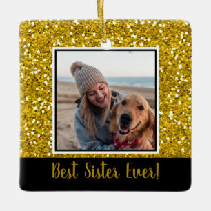 Gold Glitzer Beste Schwester Ewige Weihnachten Keramikornament