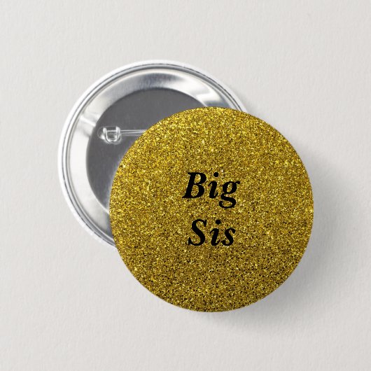 Gold Glitzer Big Sis Baby Duschknopf Button (Vorne & Hinten)
