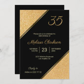 Gold Glitzer Birthday Einladung (Vorne/Hinten)