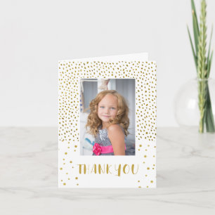Gold Glitzer Birthday Kids Girl 2 Foto Vielen Dank Karte