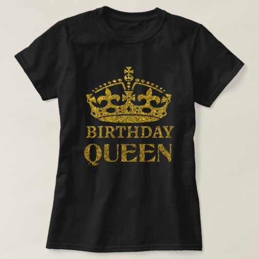 Gold Glitzer Birthday Queen T-Shirt (Design vorne)