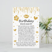 Gold Glitzer Birthday Word Search Game (Stehend Vorderseite)