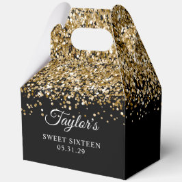 Gold Glitzer Black 16 . Geburtstag Geschenkschachtel