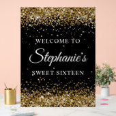 Gold Glitzer Black 16 . Geburtstag Willkommen Acrylschild (Hochzeit)