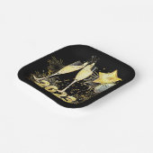 Gold Glitzer Black 2023 Silvester Party Pappteller (Gewinkelt)