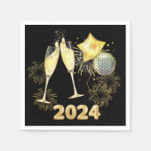 Gold Glitzer Black 2024 Silvester Party Serviette (Vorderseite)