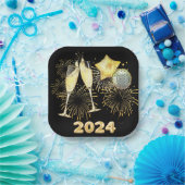 Gold Glitzer Black 202 New Year's Eve Party Pappteller (Party)