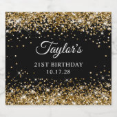 Gold Glitzer Black 21. Geburtstag Bierflaschenetikett (Einzelnes Label)