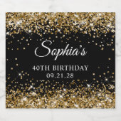 Gold Glitzer Black 40. Geburtstag Alkoholflaschenetikett (Einzelnes Label)