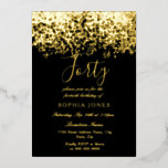 Gold Glitzer Black 40. Geburtstag Party Gold Folieneinladung<br><div class="desc">Gold Glitzer Black 40. Geburtstag Party Gold Foil Einladung Weitere Einladungen in unserem Nest und Nest Store</div>
