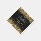 Gold Glitzer Black 40. Geburtstag Serviette (Ecke)
