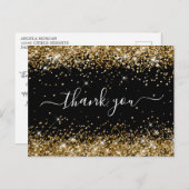 Gold Glitzer Black 40. Geburtstag Vielen Dank Postkarte (Vorne/Hinten)