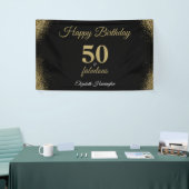 Gold Glitzer Black 50 und fabelhaft Geburtstag Banner (Messeveranstaltung)