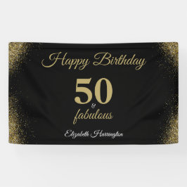 Gold Glitzer Black 50 und fabelhaft Geburtstag Banner