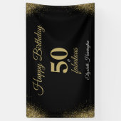 Gold Glitzer Black 50 und fabelhaft Geburtstag Banner (Vertikal)
