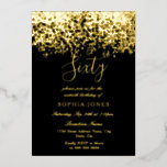 Gold Glitzer Black 60. Geburtstagsparty Gold Folieneinladung<br><div class="desc">Gold Glitzer Black 60th Birthday Party Gold Foil Einladung Weitere Einladungen in unserem Nest und Nest Store</div>