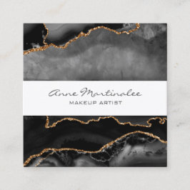 Gold Glitzer Black Agate Square Business Card Quadratische Visitenkarte