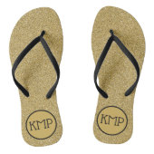 Gold Glitzer Black and Gold Monogram Badesandalen (Fußbett)